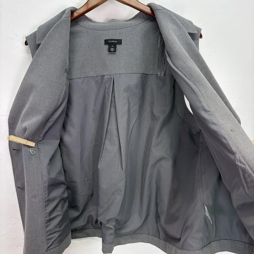 Halogen Double Breasted Woman's Trench Vest Size 1X Gray Classy Classic‎ Staple